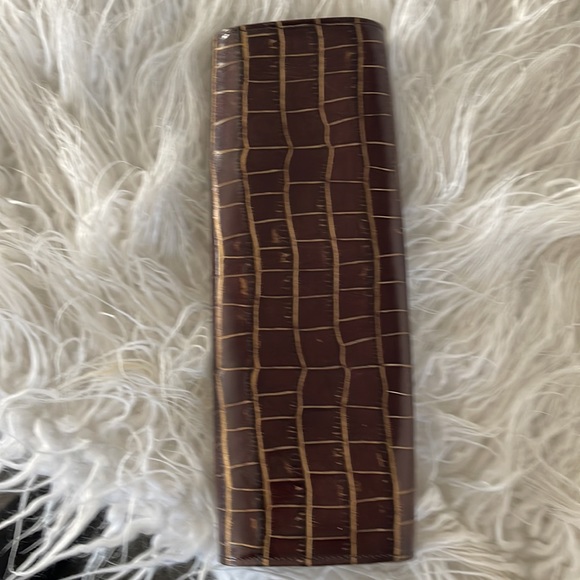 Abas Brown/Gold Alligator Leather Cylinder Clutch